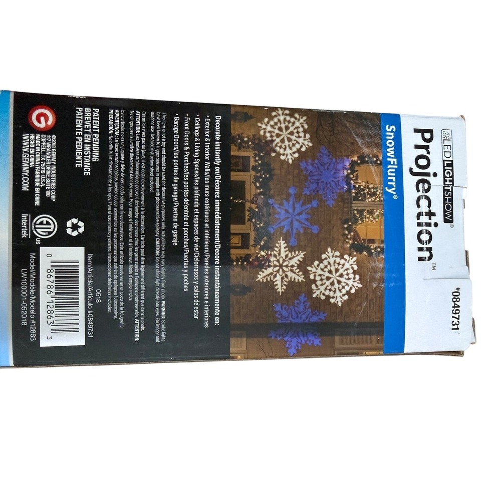 Gemmy LED Lightshow Projection SnowFlurry Blue White Snowflake Projector 0849731 - Picture 6 of 7